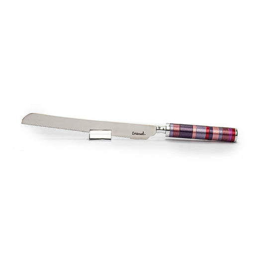 Anodized Aluminum Challah Knife, Maroon Rings