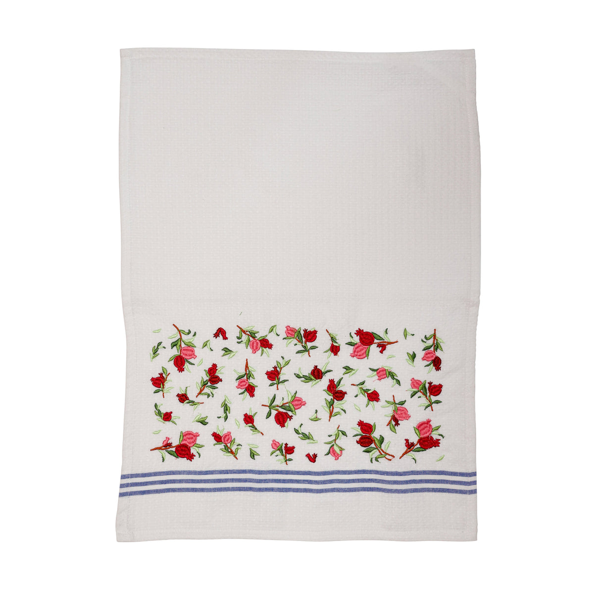 Embroidered Cotton Netilat Yedayim Towel, Pomegranate