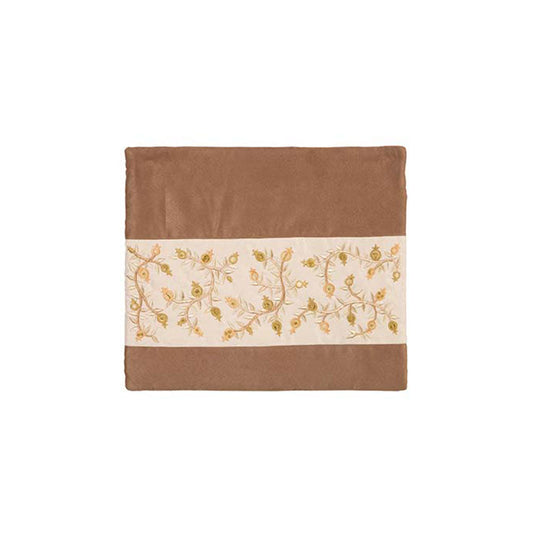 Embroidered Silk Tefillin Bag, Pomegranate Gold Stripe