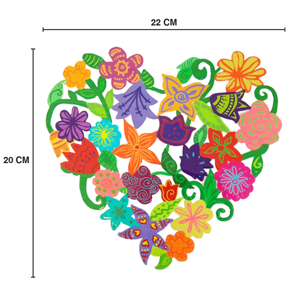 Hand Painted Metal Heart Cutout, Flowers