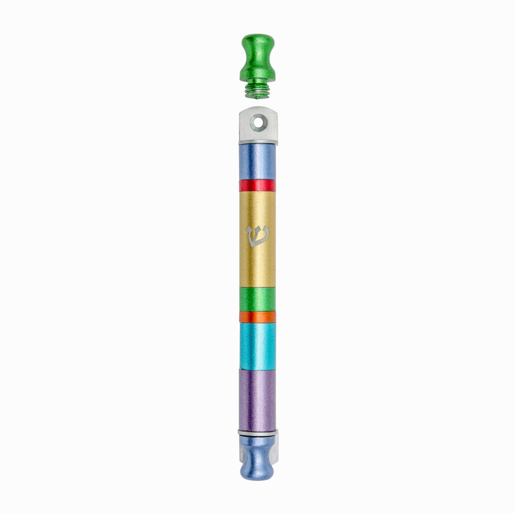 Anodized Aluminum Mezuzah Case, Multicolor Stripes