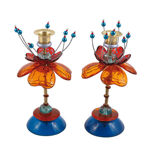 Hand Painted Resin Flower Candlesticks, Fountain