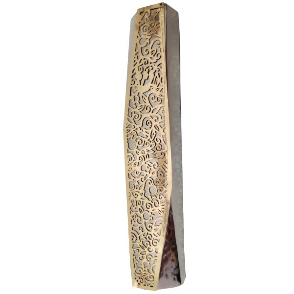 Brass Mezuzah Case, Geometric Cutout