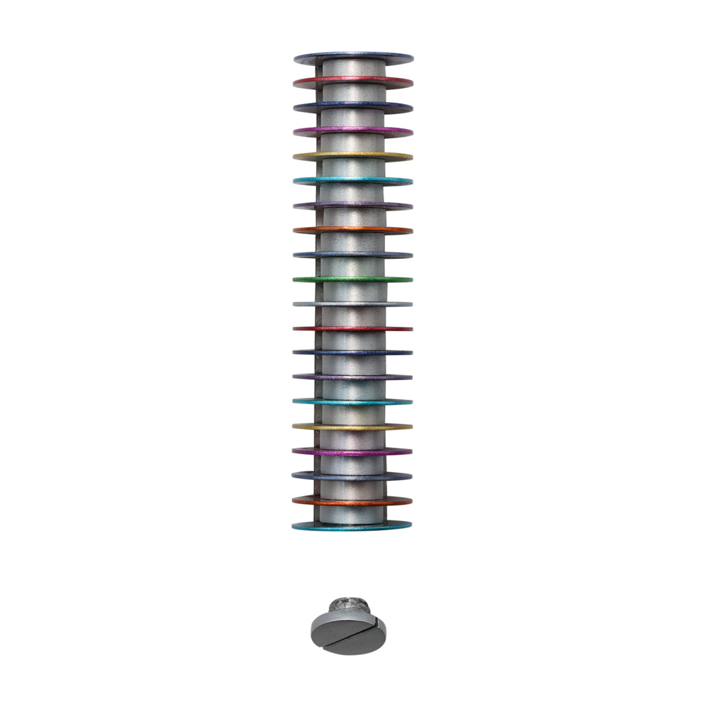 Anodized Aluminum Mezuzah Case, Multicolor Discs, 4.5"