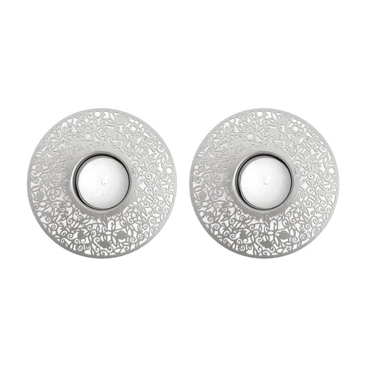 Cutout Metal Tea Light Holders, Pomegranate, Silver