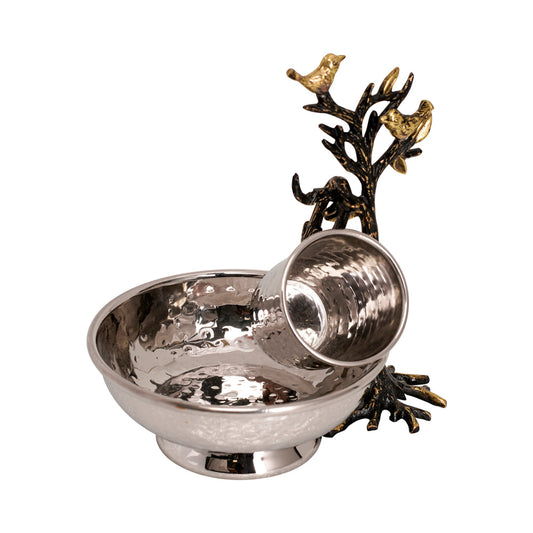 Hammered Metal Mayim Achronim Set, Tree of Life