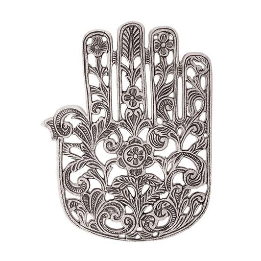 Metal Hamsa Trivet, Floral Filigree