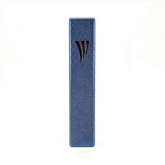 Modern Metal Mezuzah Case, Blue