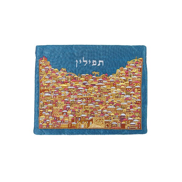Embroidered Silk Tefillin Bag, Jerusalem