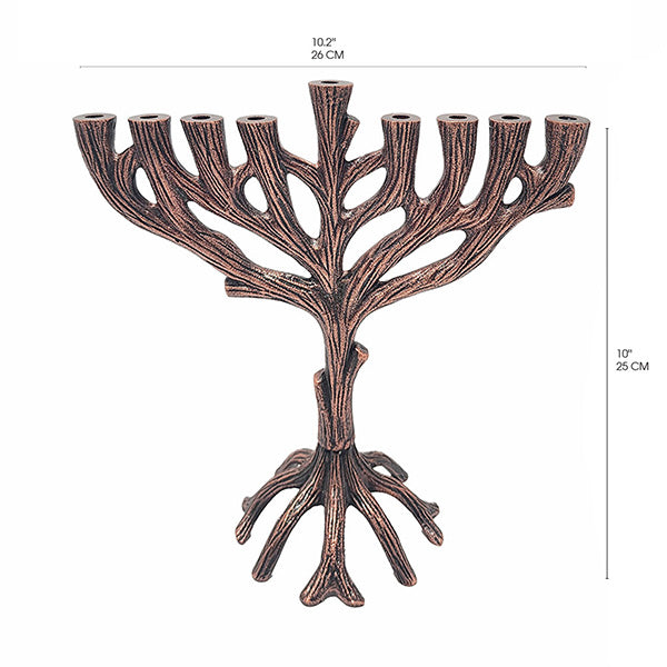 Tree of Life Metal Menorah, Branch Design ,10"