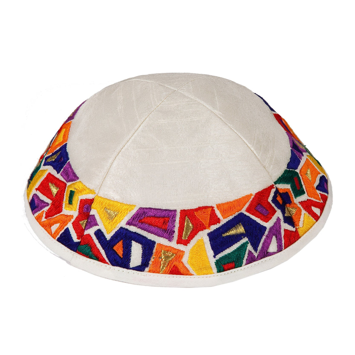 Geometric Embroidered Kippah, Multicolor