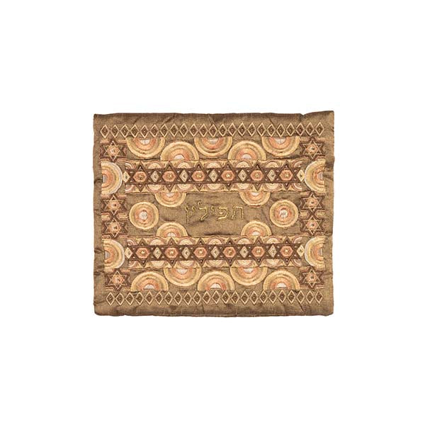 Embroidered Silk Tefillin Bag, Gold