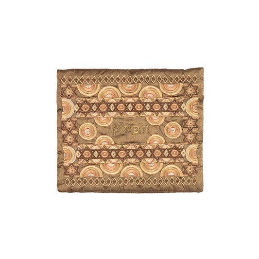 Embroidered Silk Tefillin Bag, Gold