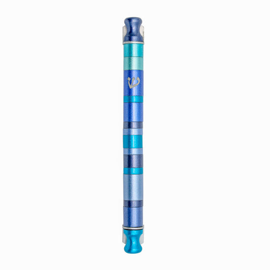 Anodized Aluminum Mezuzah Case, Blue Stripes