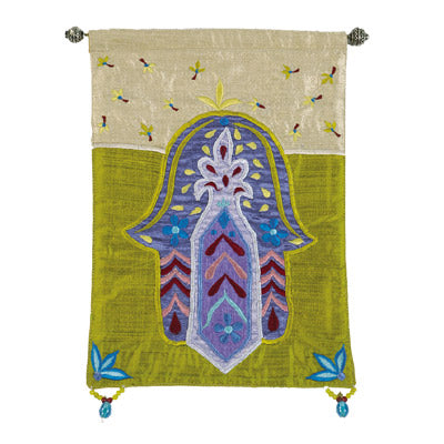 Embroidered Fabric Wall Hanging, Hamsa, 9.5"