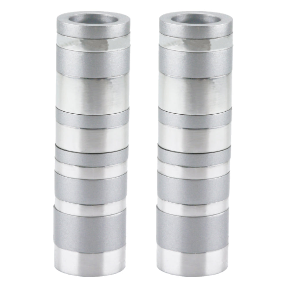Anodized Aluminum Candlesticks, Matte and Shiny Rings