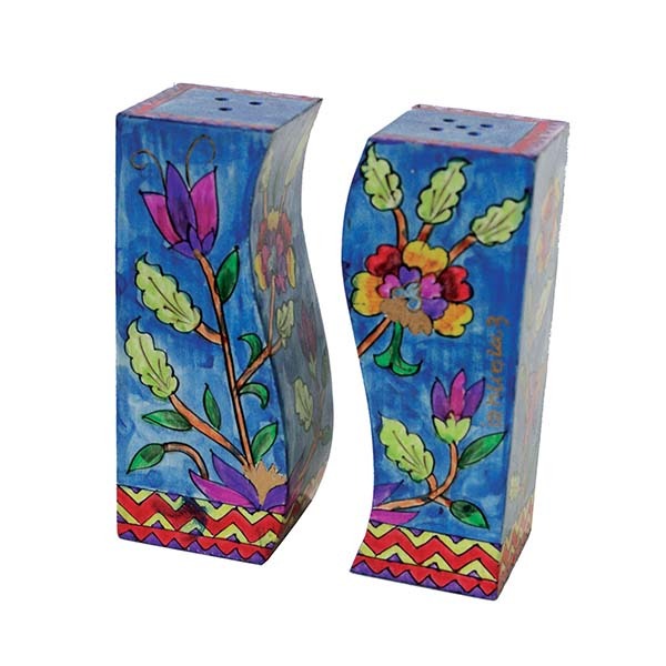 Hand Painted Wood Salt & Pepper Shakers, Floral