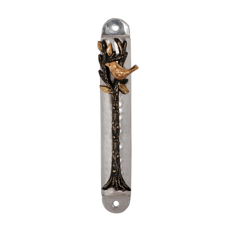 Hammered Steel Mezuzah Case, Tree of Life