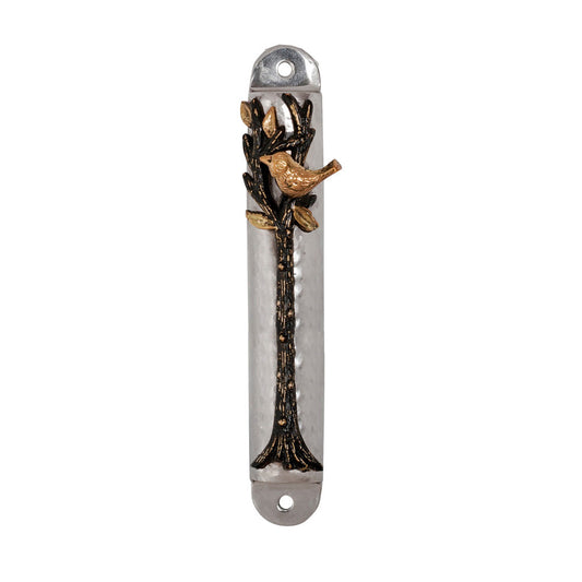 Hammered Steel Mezuzah Case, Tree of Life