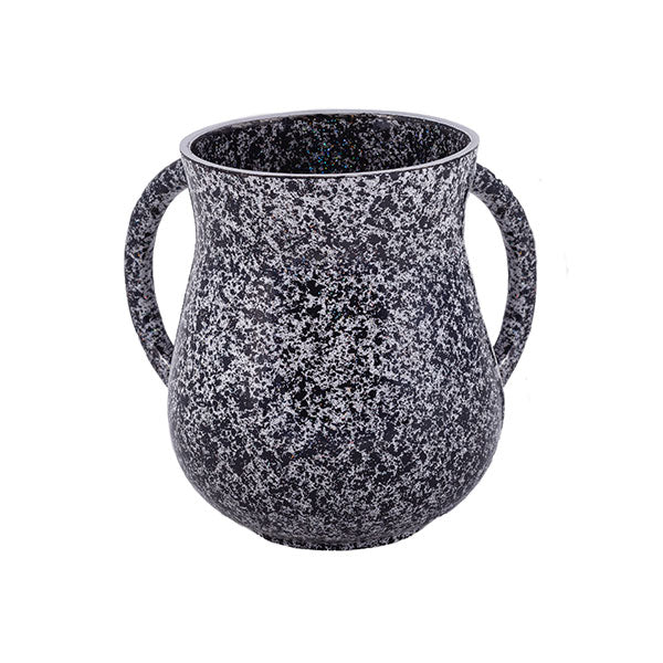 Faux Marble Metal Netilat Yadayim Cup, Black