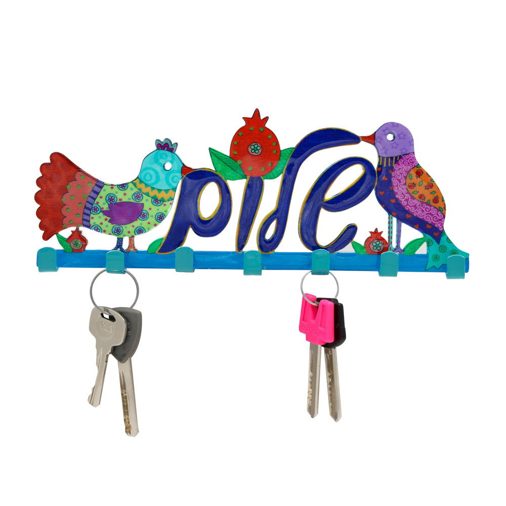 Laser Cut Metal Key Holder, Shalom Birds