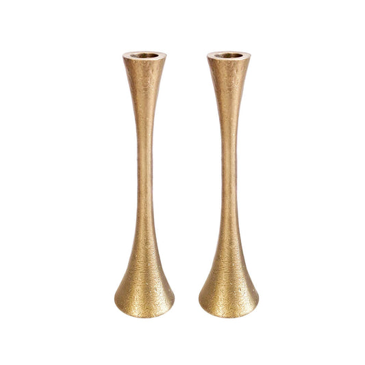 Tapered Aluminum Shabbat Candlesticks, Brass Finish