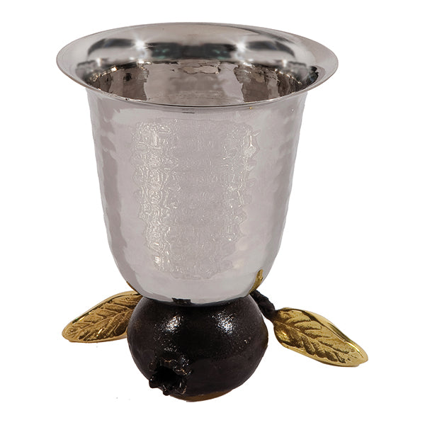 Hammered Steel Kiddush Cup, Pomegranate