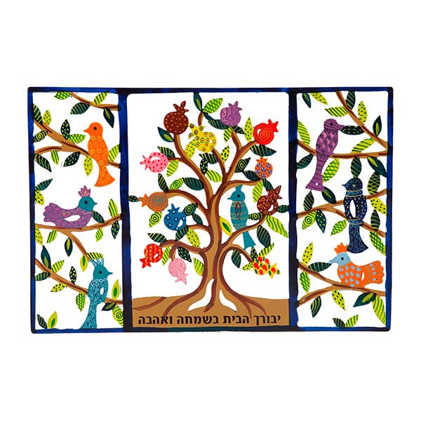 Hand Painted Metal Wall Hanging, Home Blessing Tree of Life