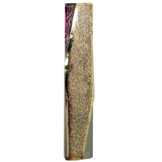 Brass Mezuzah Case, Geometric Cutout