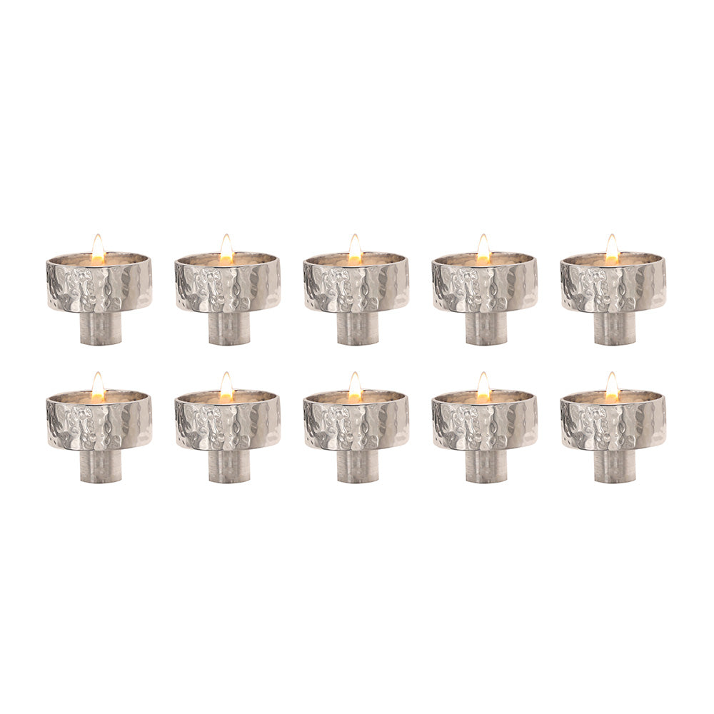 Hammered Aluminum Tea Light Adaptors, Set of 10