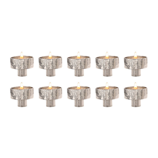 Hammered Aluminum Tea Light Adaptors, Set of 10