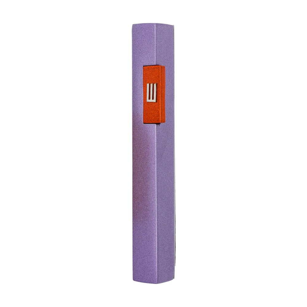 Modern Aluminum Mezuzah Case, Purple and Orange