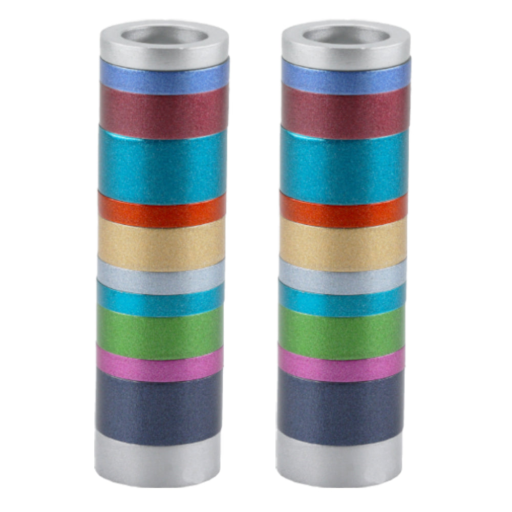 Cylinder Aluminum Candlesticks, Multicolor Rings