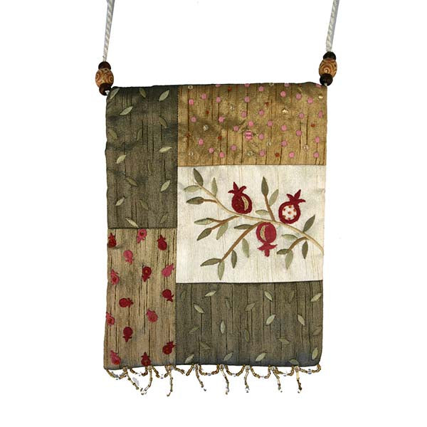 Embroidered Patchwork Fabric Crossbody Bag, Pomegranate