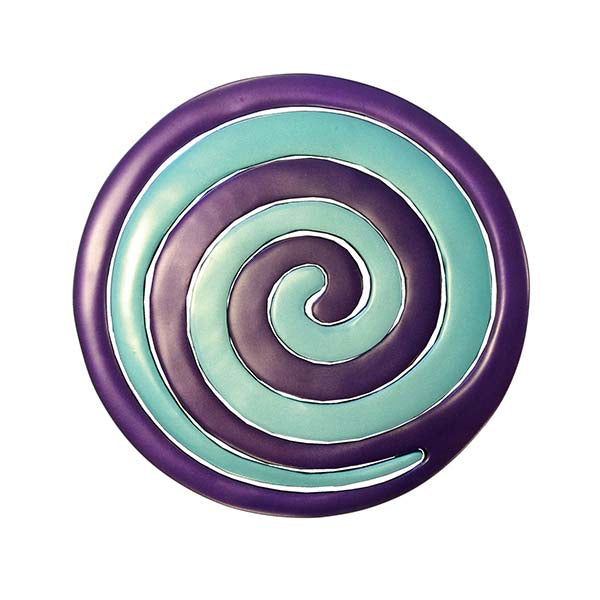 Anodized Aluminum Spiral Trivet, Purple and Turquoise, 8"