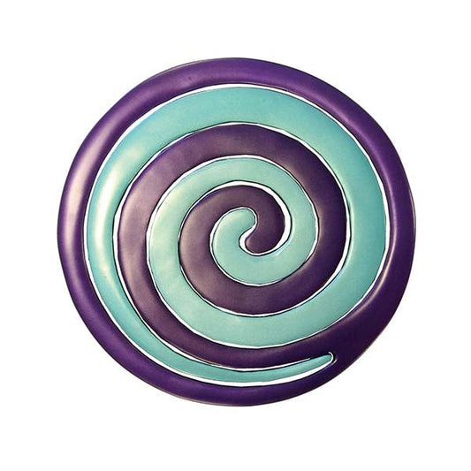 Anodized Aluminum Spiral Trivet, Purple and Turquoise, 8"