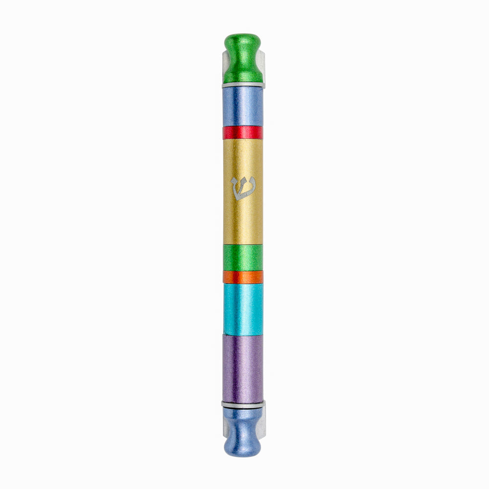 Anodized Aluminum Mezuzah Case, Multicolor Stripes