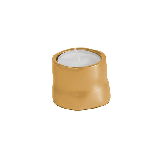 Modern Aluminum Single Tealight Holder, Gold