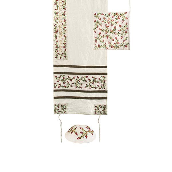 Embroidered Tallit Set, Pomegranate