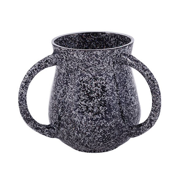 Faux Marble Metal Netilat Yadayim Cup, Black