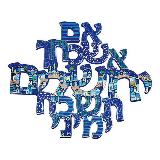 Hand Painted Metal Wall Hanging, Jerusalem Houses
