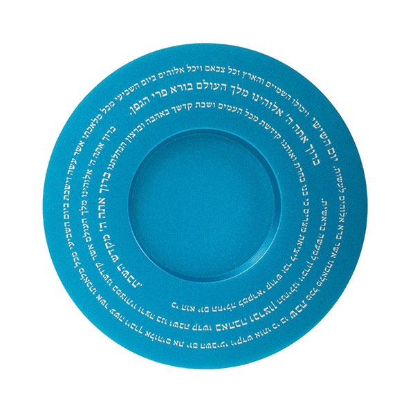 Anodized Aluminum Kiddush Cup and Plate, Turquoise