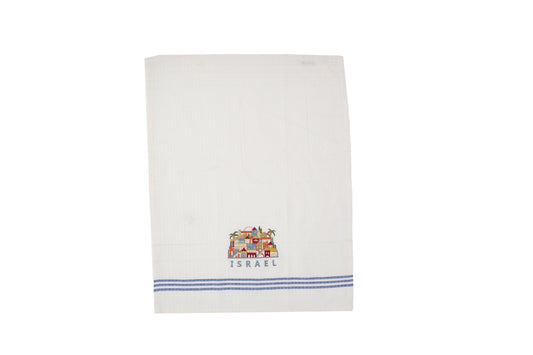 Embroidered Cotton Dish Towel, Jerusalem Houses Israel