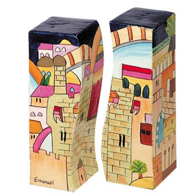 Hand Painted Wood Salt & Pepper Shakers, Jerusalem