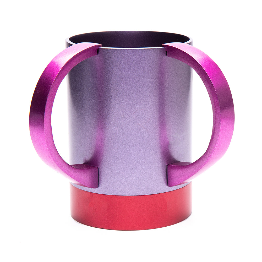 Two Tone Aluminum Netilat Yadayim Cup, Purple and Red