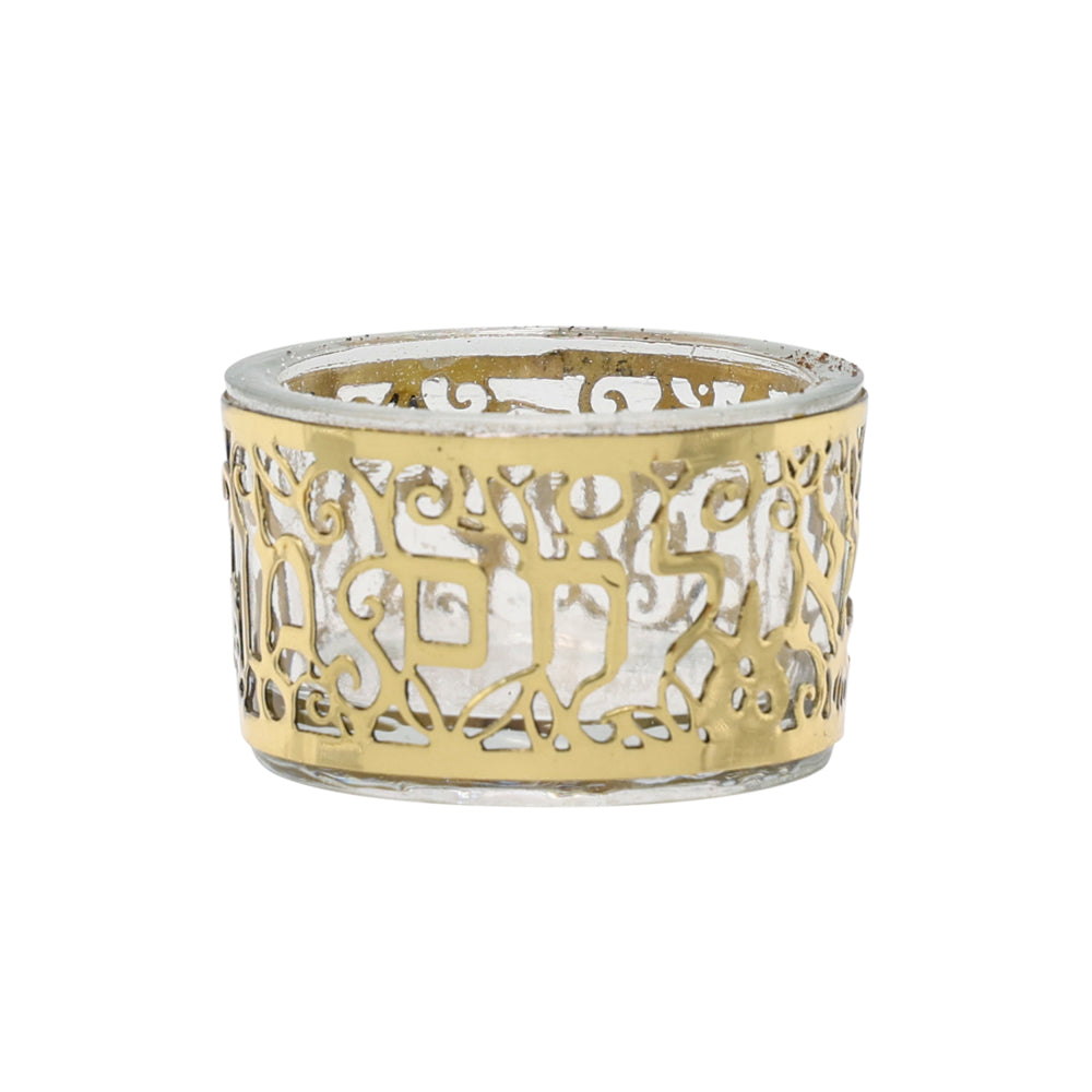 Brass Cutout Glass Salt Dish, Pomegranate