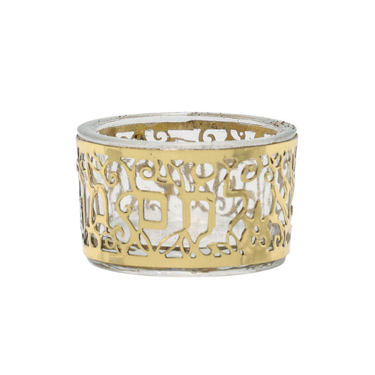 Brass Cutout Glass Salt Dish, Pomegranate