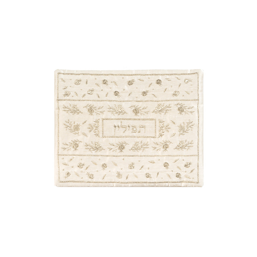 Embroidered Silk Tefillin Bag, Pomegranate