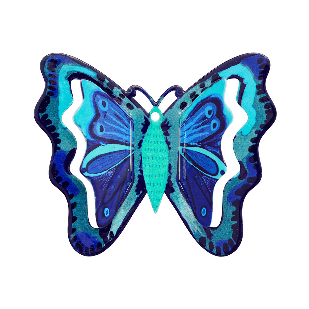 Metal Butterfly Wall Hanging, Blue, Medium 5 x 5 inches