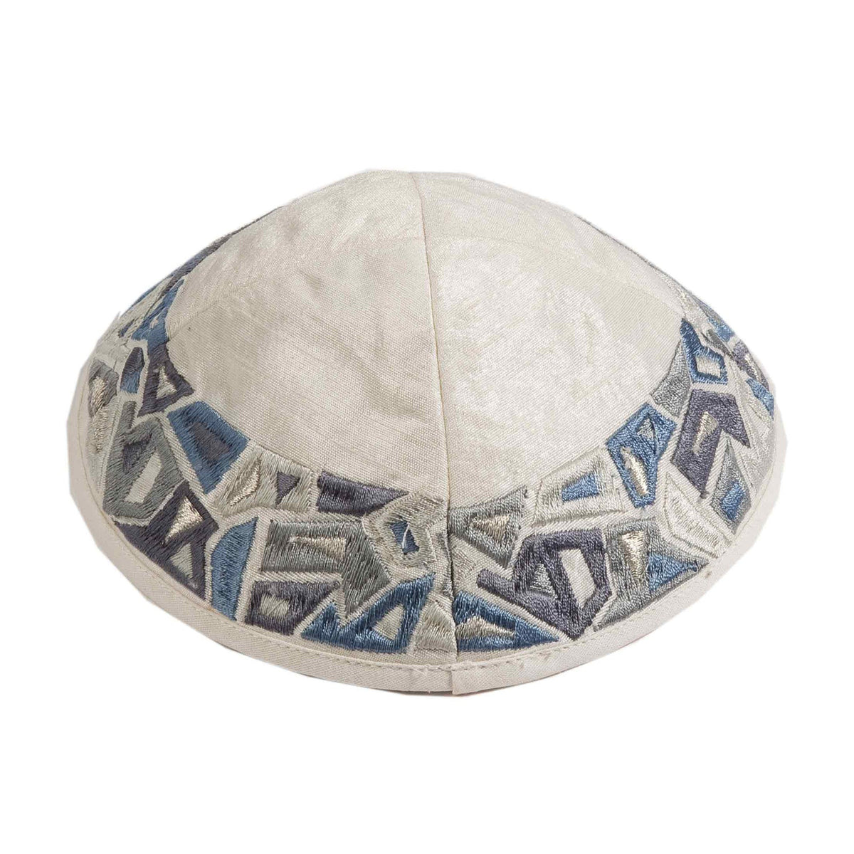 Geometry Embroidered Kippah, Gray